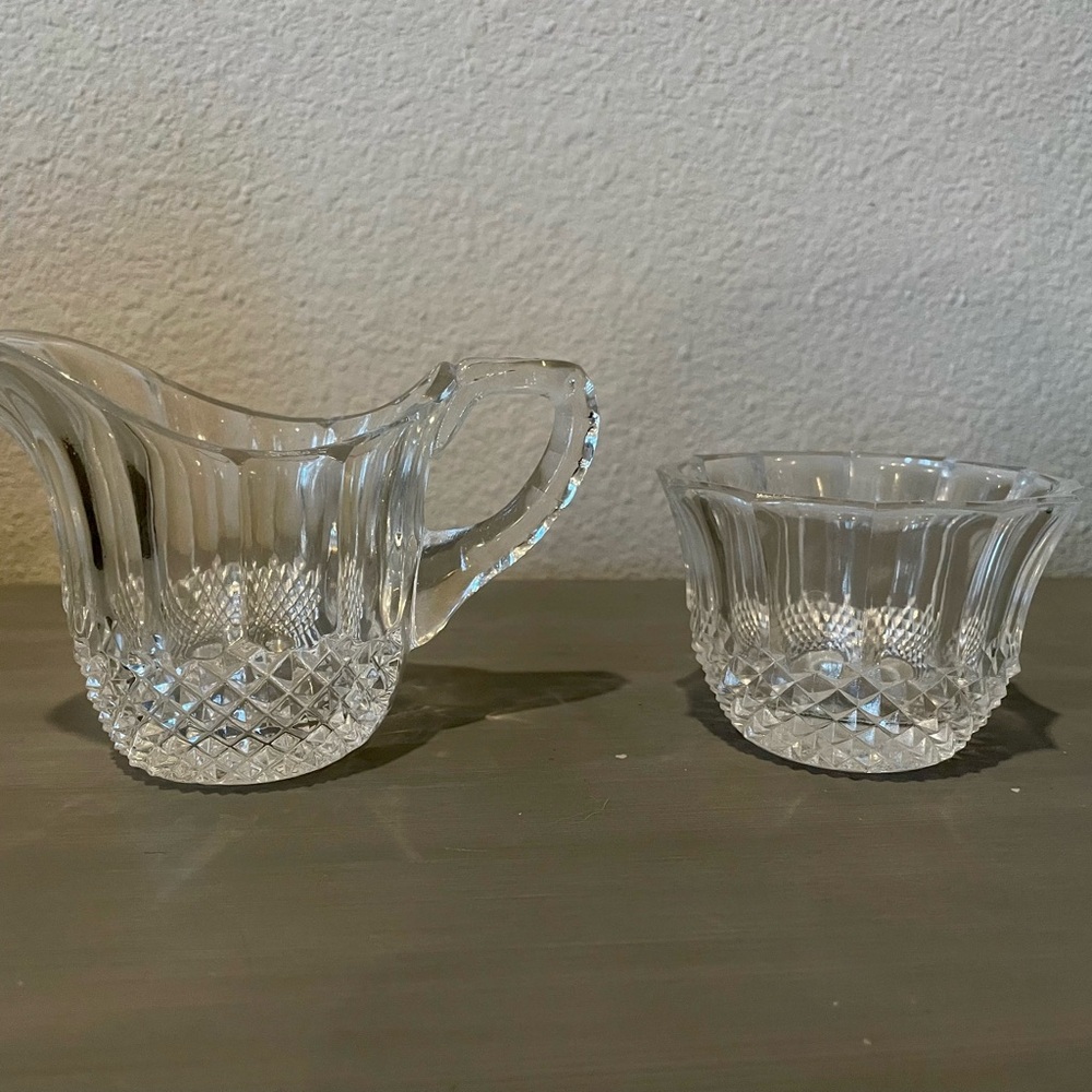 Vintage Glass Creamer and Sugar Set.